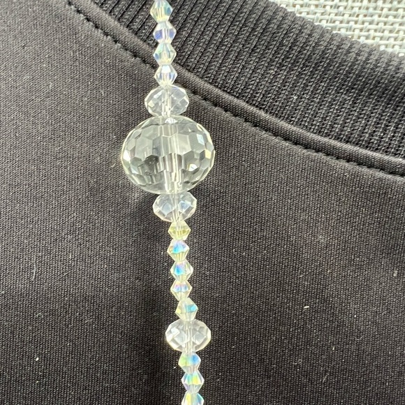 Art deco facet cut clear crystal glass beaded necklace - Picture 6 of 8